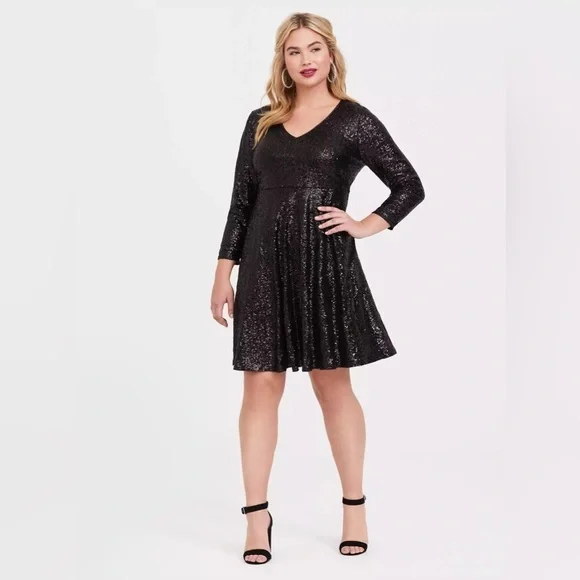 torrid Dresses Torrid Plus Size Black Sequin Sparkly Party